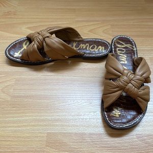 New Sam Edelman Garson Womens Camel Tan Knot Slip On Sandals Shoes Size 8.5M